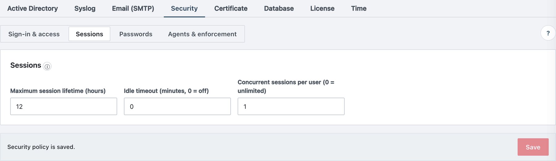 Settings → Security → Sessions.