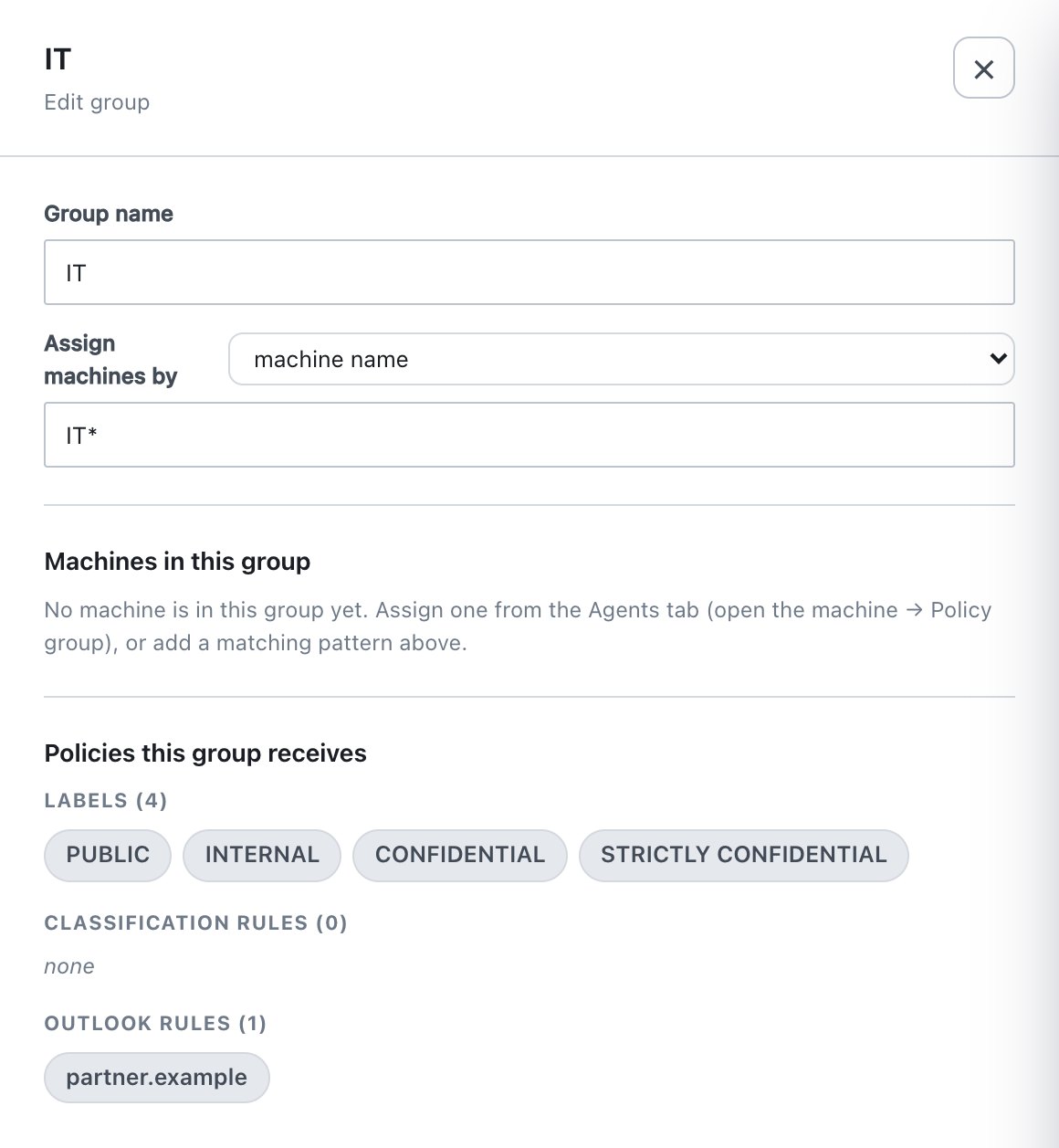 Group targeting by machine name pattern.